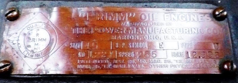 Primm Engine Nameplate